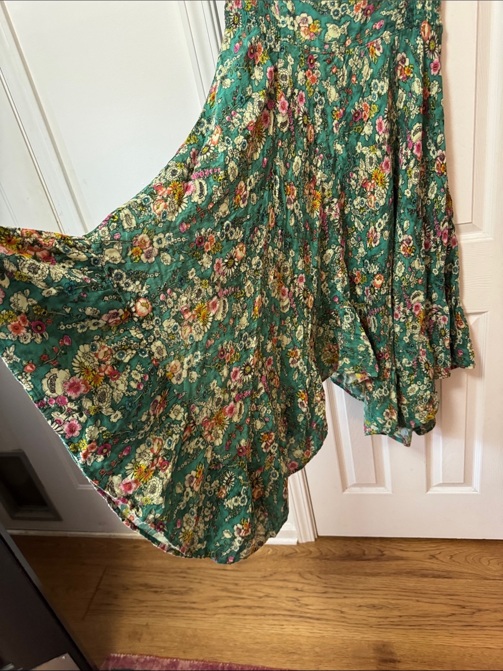 Natural Life Women's Green Floral Handkerchief Hem Skirt 100% Cotton - Picture 3 of 11